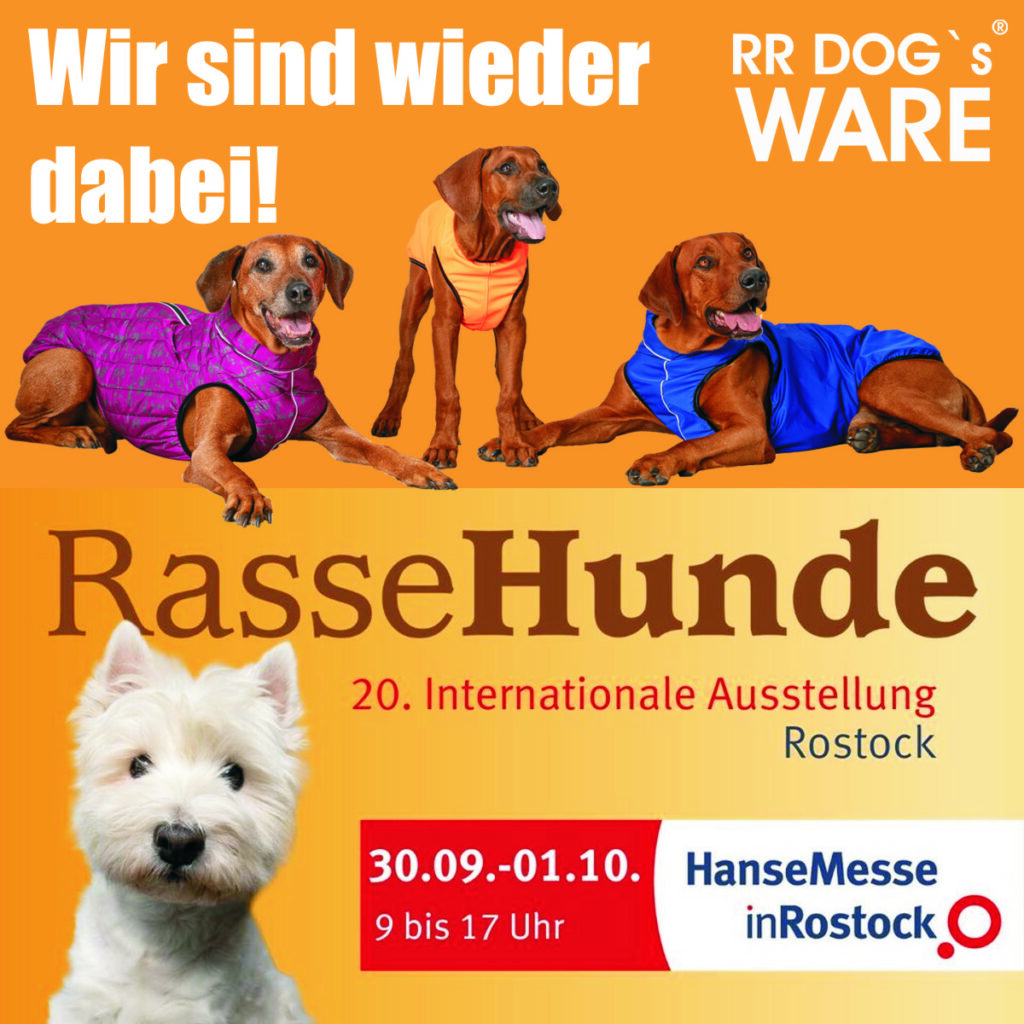 RR DOG`s WARE bei RasseHunde Rostock 2023 Messestand direkt an der Ehrentribüne neben dem Zuschaueraufgang