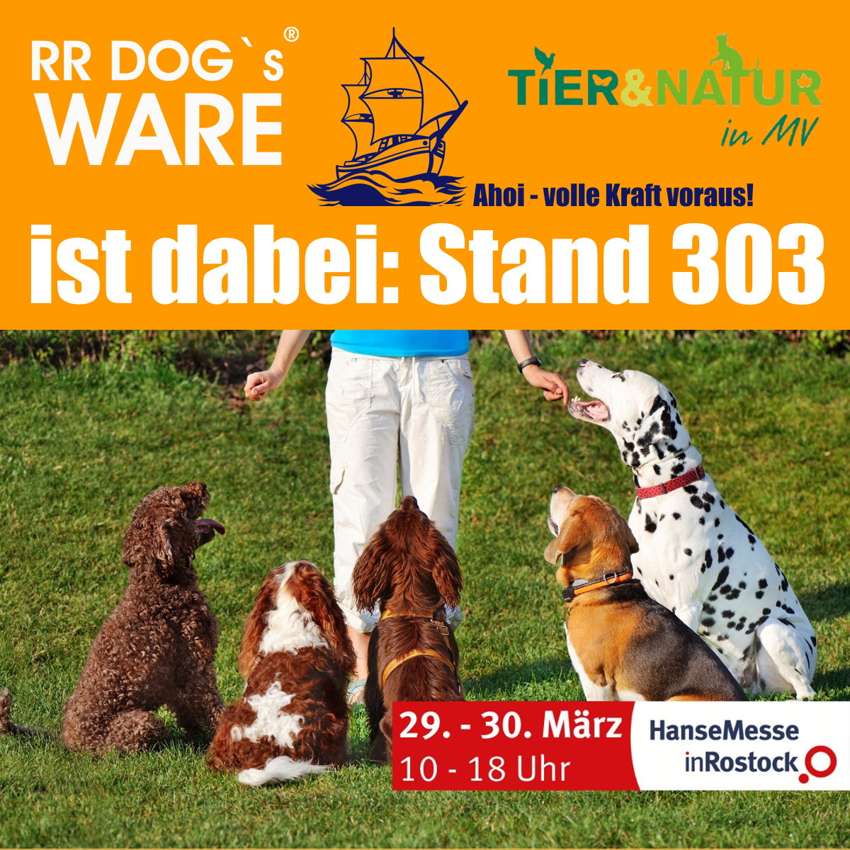 RR DOG`s WARE Hundebekleidung nach Maß bei der Messe Tier und Natur Mecklenburg Vorpommern in Rostock am 29. und 30.03.25 täglich von 10 bis 18 Uhr