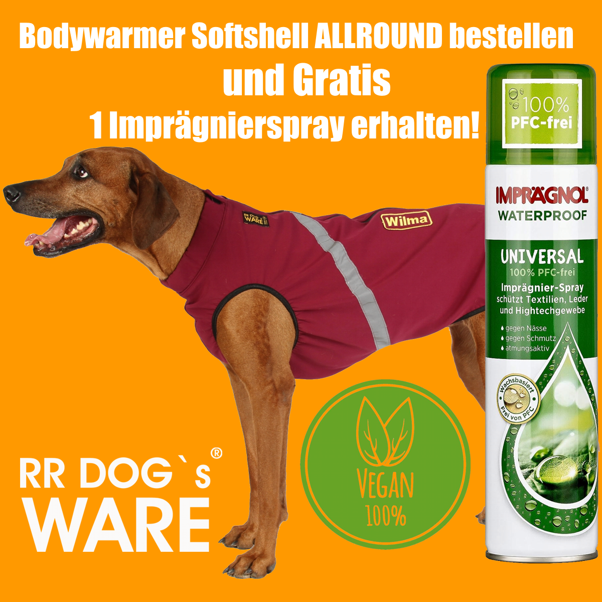Bundle Bodywarmer Softshell Allround + Imprägnierspray Gratis RR DOG`s WARE Hundebekleidung Nach Maß
